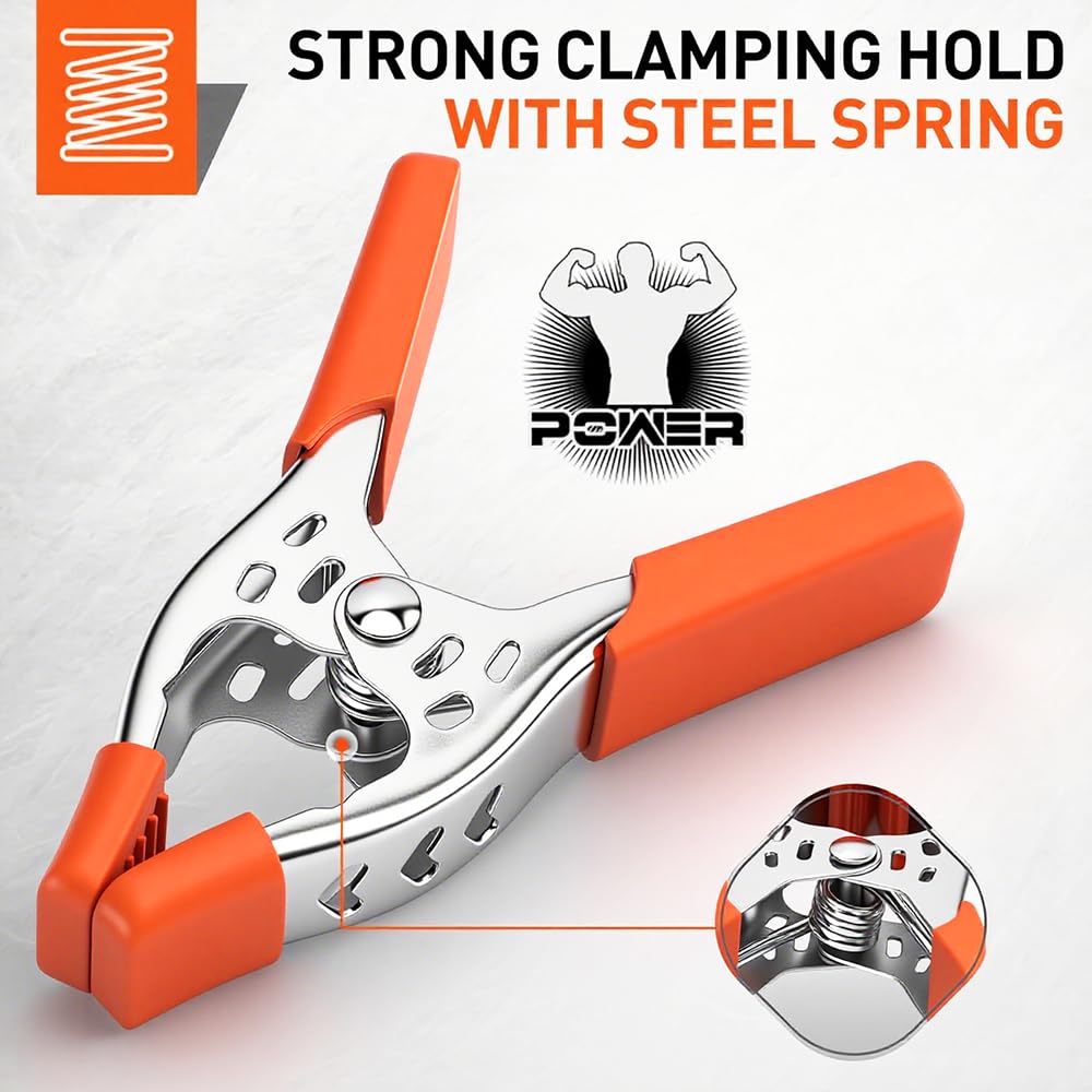 HORUSDY 6-Piece 6 inch Spring Clamp, Heavy Duty Spring Metal Spring Clamps, 2.5 - inch Jaw opening (6-Piece)