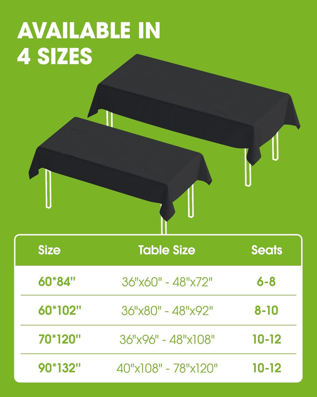 Pureegg Rectangle Table Cloth 60" x 84" – Durable Polyester Tablecloth Offers Reusable & Washable Protection, Ideal for Outdoor Party, Picnic, Wedding, Banquet and Birthday, 1 Pack, Black