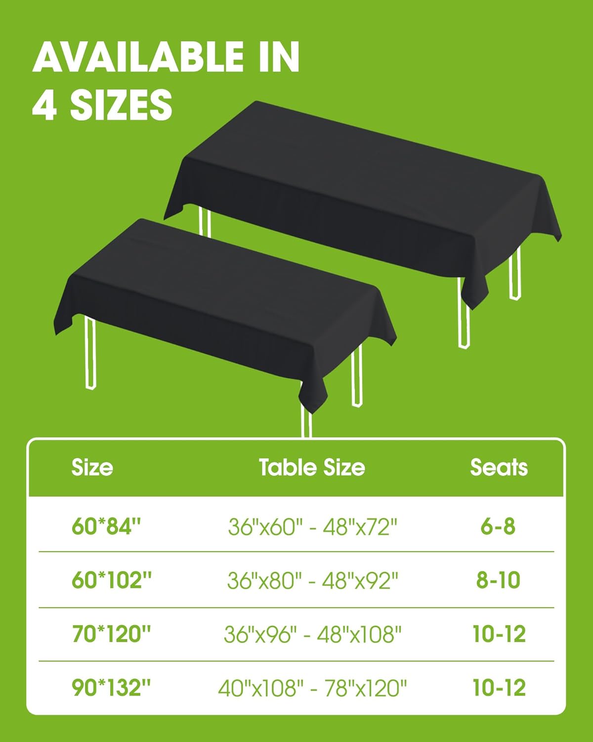 Pureegg Rectangle Table Cloth 60" x 84" – Durable Polyester Tablecloth Offers Reusable & Washable Protection, Ideal for Outdoor Party, Picnic, Wedding, Banquet and Birthday, 1 Pack, Black