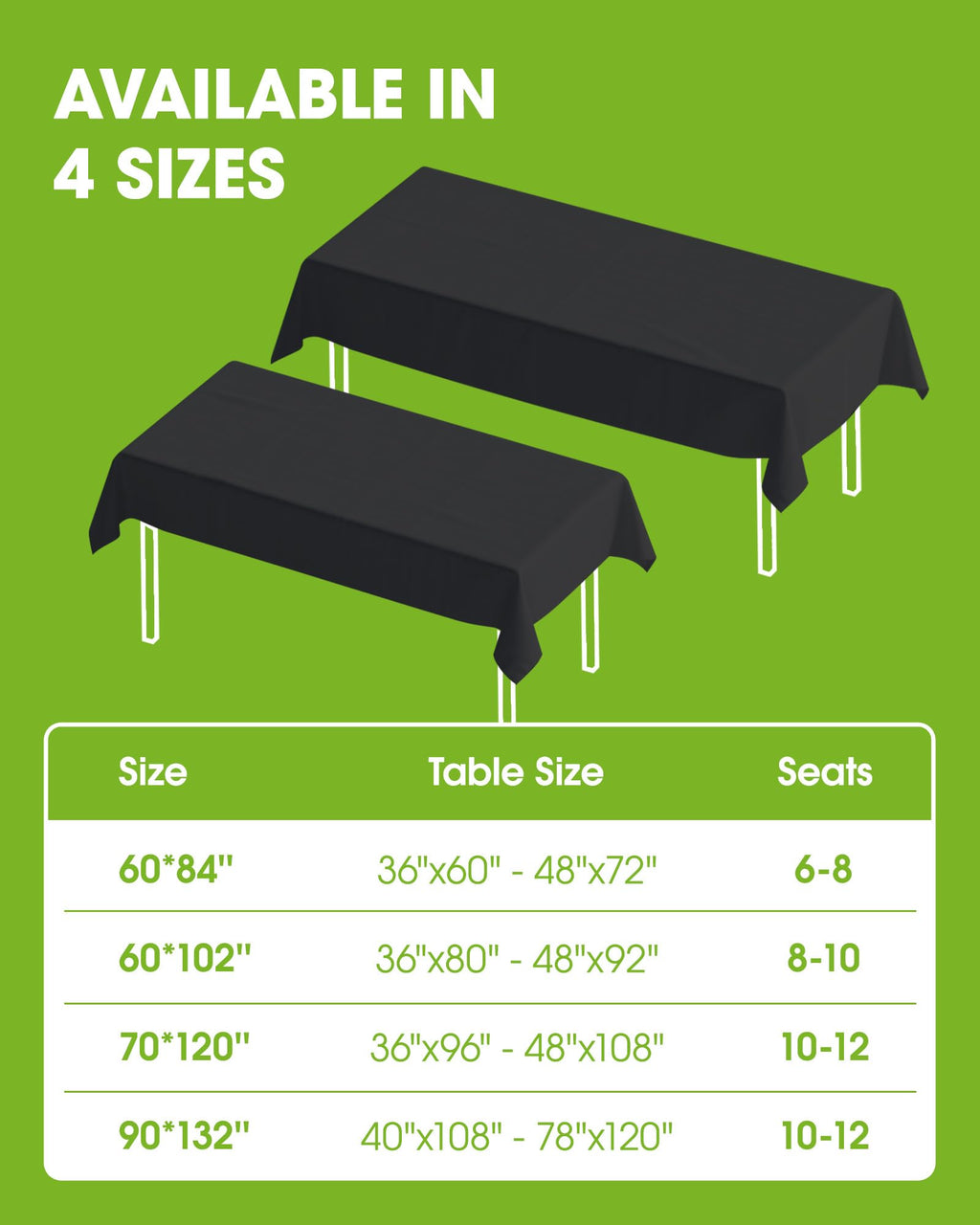 Pureegg Rectangle Table Cloth 60" x 84" – Durable Polyester Tablecloth Offers Reusable & Washable Protection, Ideal for Outdoor Party, Picnic, Wedding, Banquet and Birthday, 1 Pack, Black