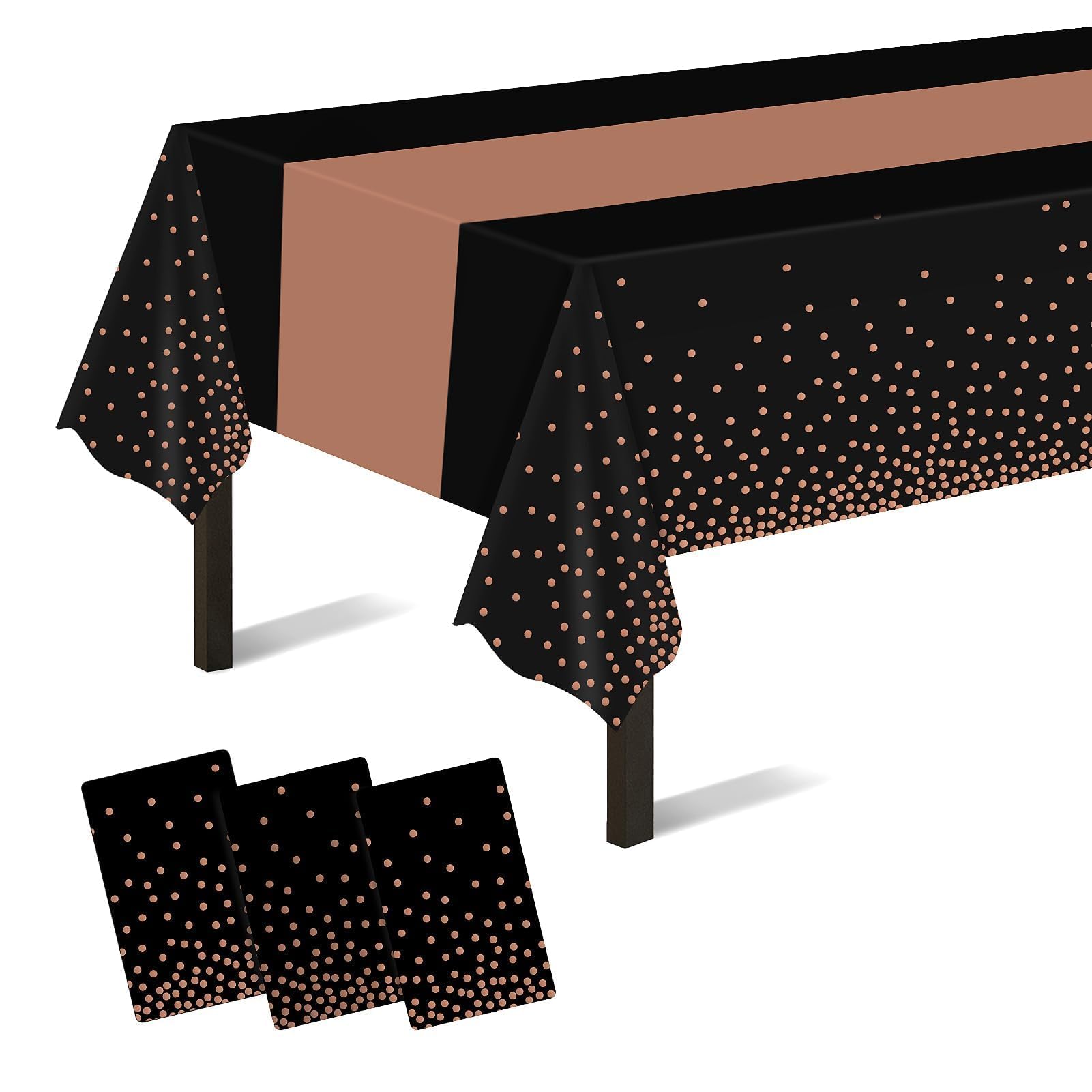 Childom 3 Pack Graduation Tablecloth,Graduation Decorations Class of 2026 Graduation Party Decorations,54"x108" Black and Gold Plastic Table Cloth Disposable for Home,School,Birthday,Wedding,Parties