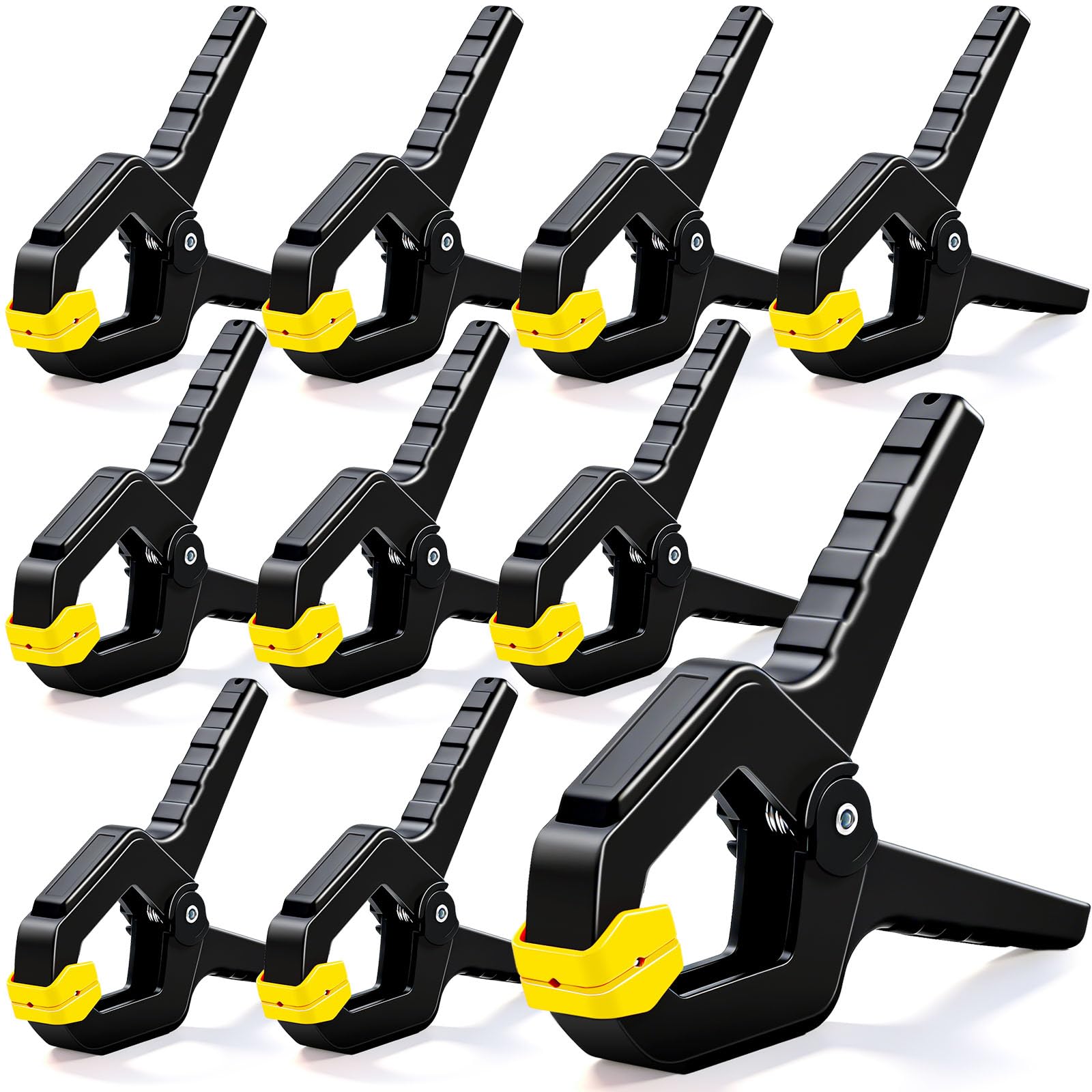 10 Pack Spring Clamps, Heavy Duty Plastic Woodworking Clamps & Multi-Use Hanging Clips for Balloon Arch Clips, Tarp Clips & Backdrop Holder, Durable Hand Tool Kit