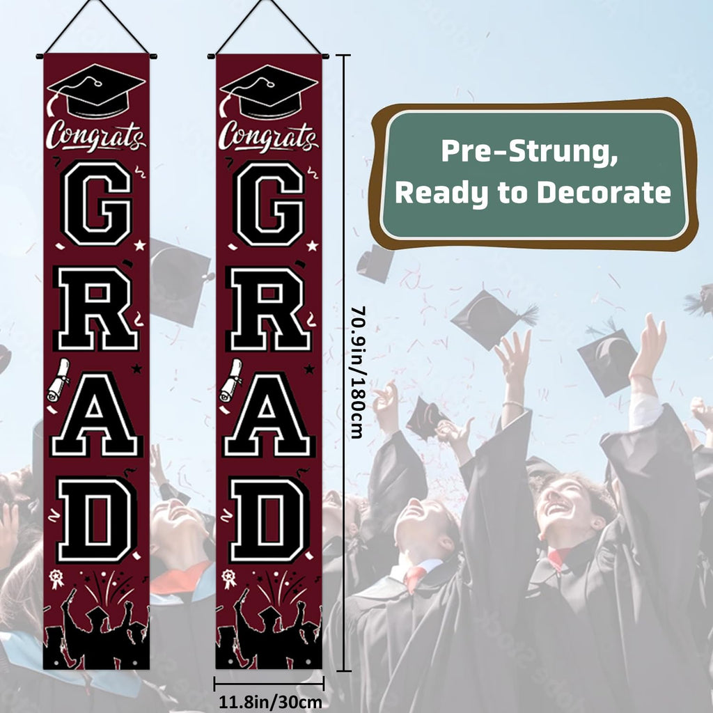 Graduation Decorations 2026 Porch Banner, Black and Gold Graduation Banner Class of 2026, Congrats Grad Decorations for Door and Porch Party Supplies