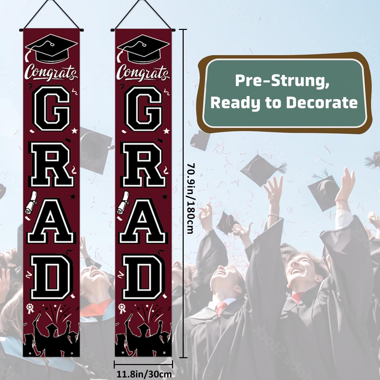 Graduation Decorations 2026 Porch Banner, Black and Gold Graduation Banner Class of 2026, Congrats Grad Decorations for Door and Porch Party Supplies