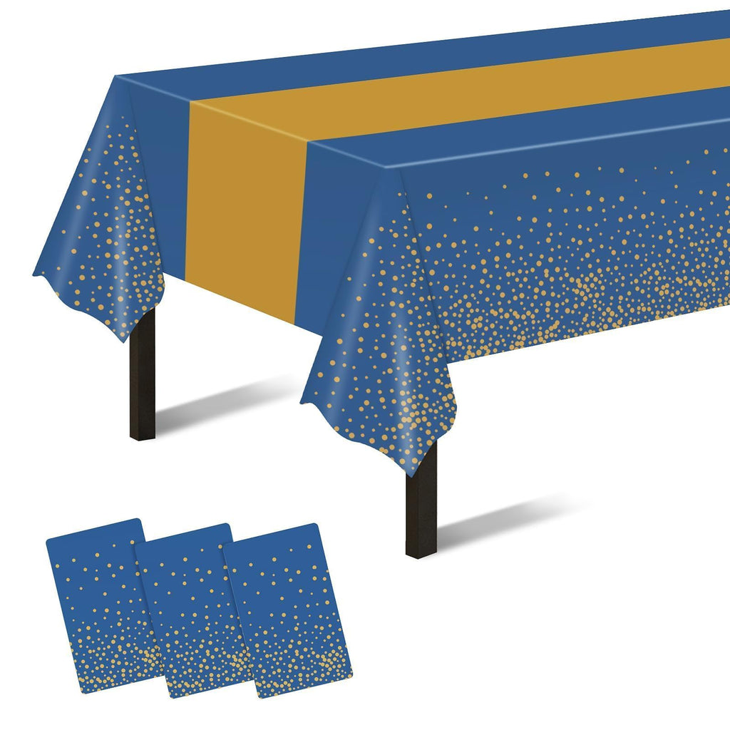 Childom 3 Pack Graduation Tablecloth,Graduation Decorations Class of 2026 Graduation Party Decorations,54"x108" Black and Gold Plastic Table Cloth Disposable for Home,School,Birthday,Wedding,Parties