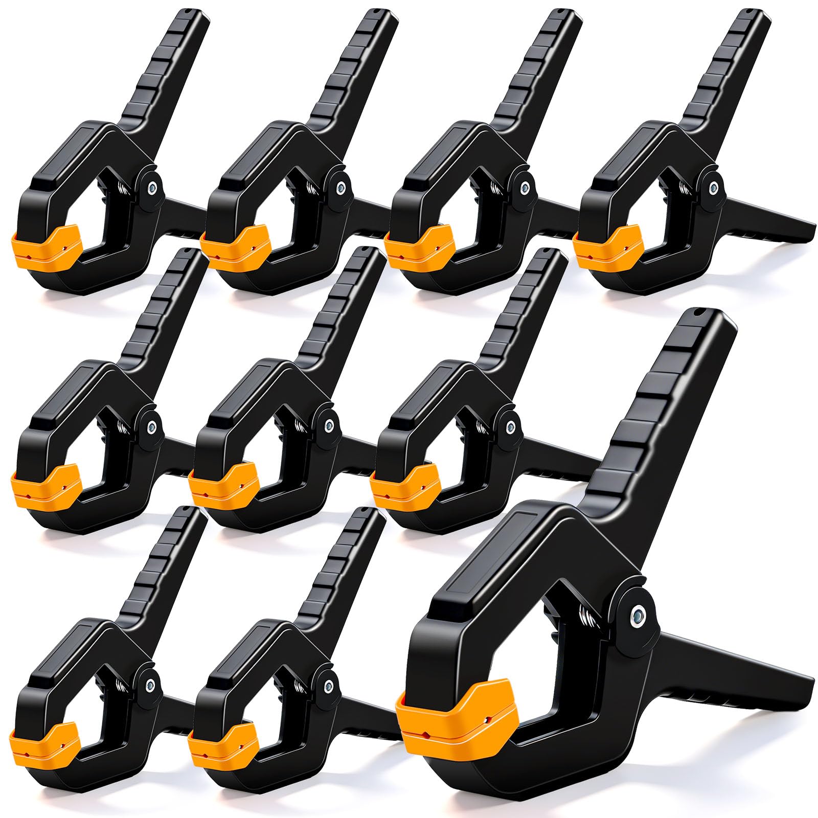 10 Pack Spring Clamps, Heavy Duty Plastic Woodworking Clamps & Multi-Use Hanging Clips for Balloon Arch Clips, Tarp Clips & Backdrop Holder, Durable Hand Tool Kit