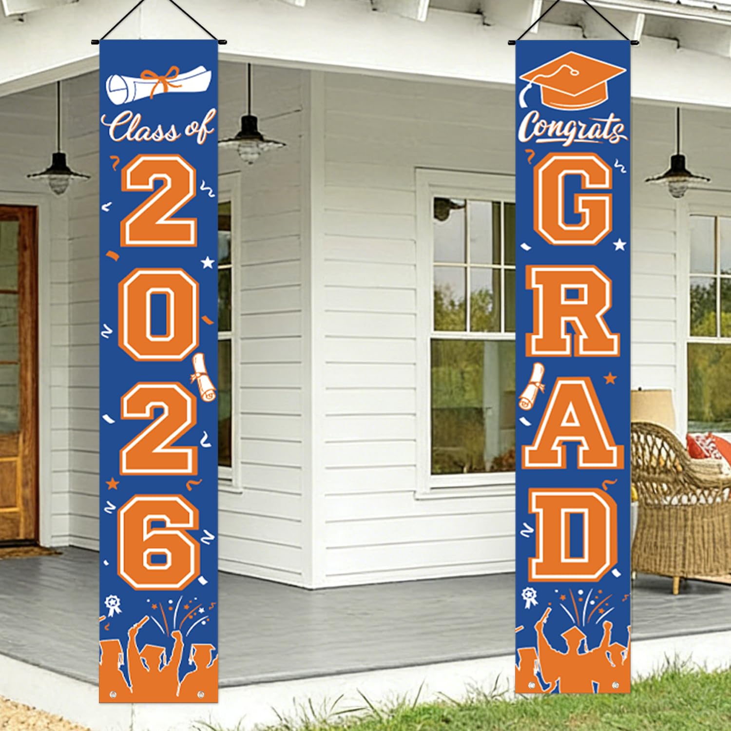Graduation Decorations 2026 Porch Banner, Black and Gold Graduation Banner Class of 2026, Congrats Grad Decorations for Door and Porch Party Supplies