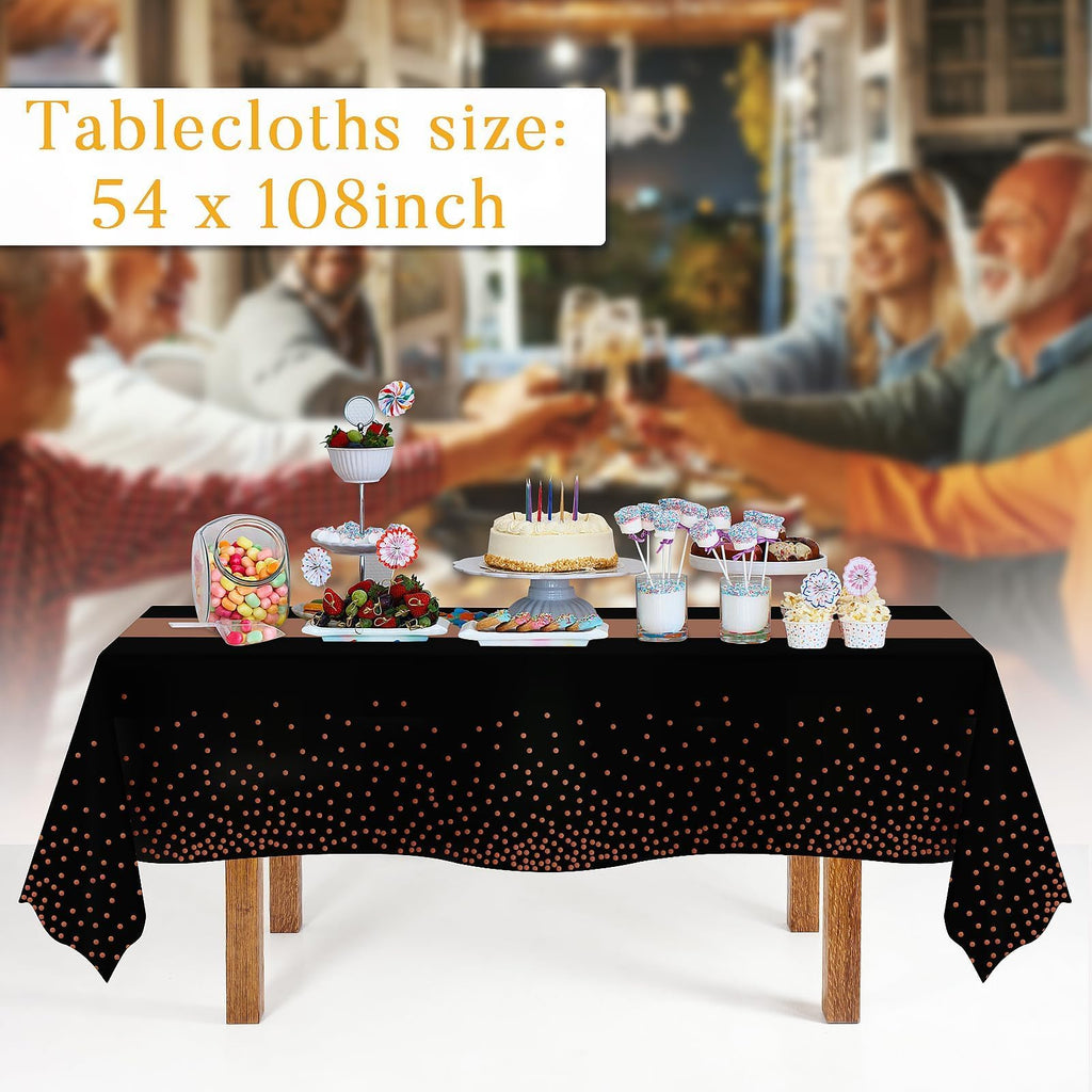 Childom 3 Pack Graduation Tablecloth,Graduation Decorations Class of 2026 Graduation Party Decorations,54"x108" Black and Gold Plastic Table Cloth Disposable for Home,School,Birthday,Wedding,Parties