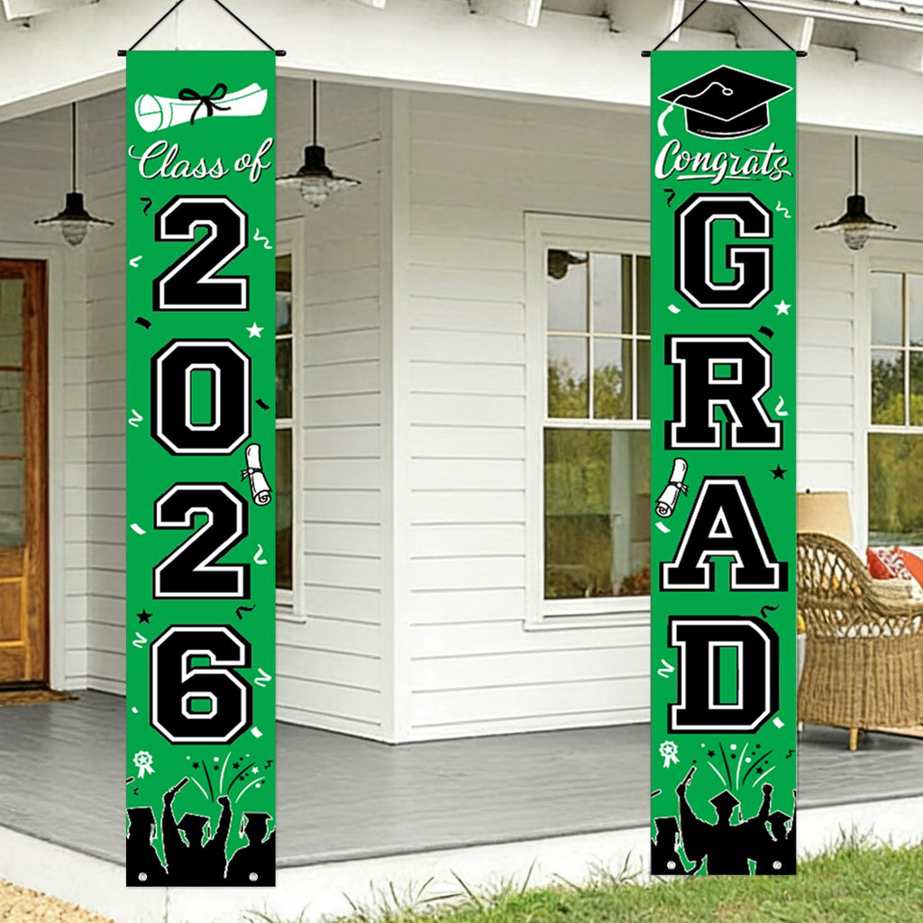 Graduation Decorations 2026 Porch Banner, Black and Gold Graduation Banner Class of 2026, Congrats Grad Decorations for Door and Porch Party Supplies