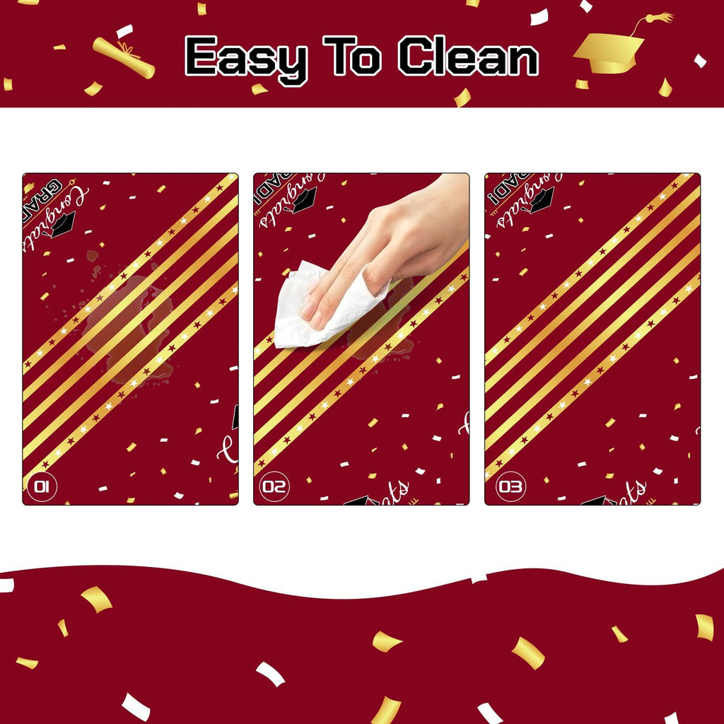 Childom 3 Pack Graduation Tablecloth,Graduation Decorations Class of 2026 Graduation Party Decorations,54"x108" Black and Gold Plastic Table Cloth Disposable for Home,School,Birthday,Wedding,Parties