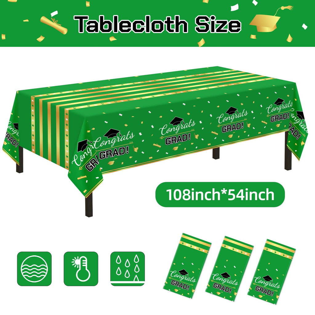 Childom 3 Pack Graduation Tablecloth,Graduation Decorations Class of 2026 Graduation Party Decorations,54"x108" Black and Gold Plastic Table Cloth Disposable for Home,School,Birthday,Wedding,Parties
