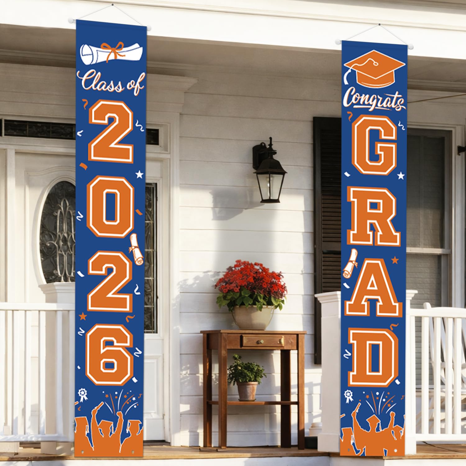 Graduation Decorations 2026 Porch Banner, Black and Gold Graduation Banner Class of 2026, Congrats Grad Decorations for Door and Porch Party Supplies