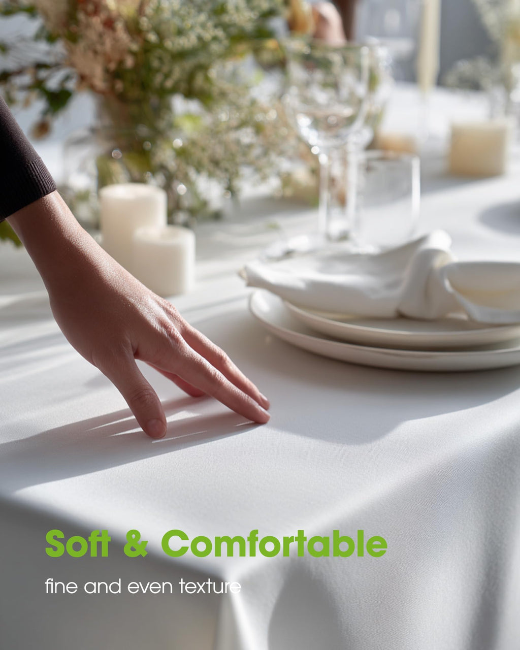 Pureegg Rectangle Table Cloth 60" x 84" – Durable Polyester Tablecloth Offers Reusable & Washable Protection, Ideal for Outdoor Party, Picnic, Wedding, Banquet and Birthday, 1 Pack, Black