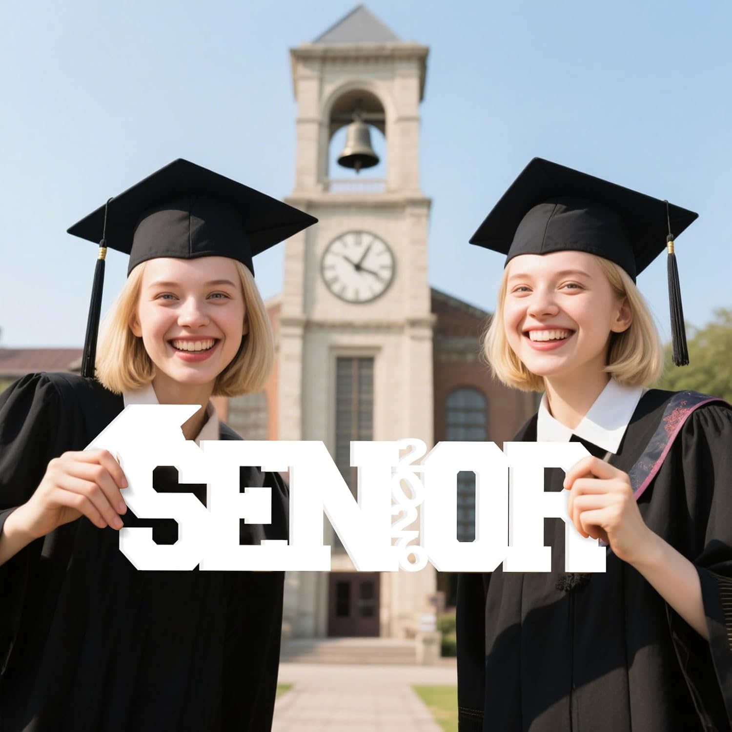 Large Senior 2026 Sign Graduation Decorations Class of 2026 Photo Booth Props for Photoshoot, Graduation Table Centerpieces for Senior Night Decor Letter Sign Grad Party Supplies - White