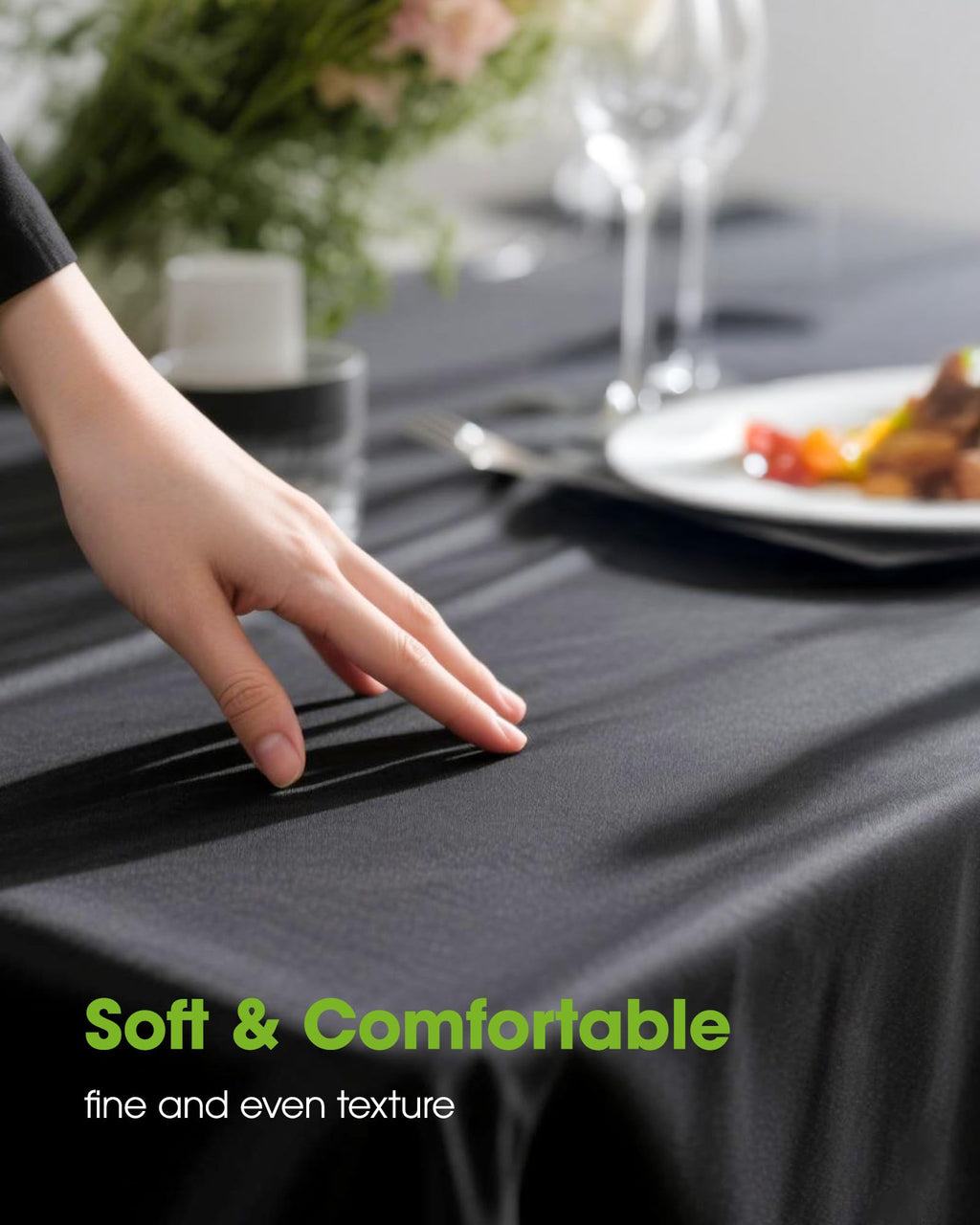 Pureegg Rectangle Table Cloth 60" x 84" – Durable Polyester Tablecloth Offers Reusable & Washable Protection, Ideal for Outdoor Party, Picnic, Wedding, Banquet and Birthday, 1 Pack, Black
