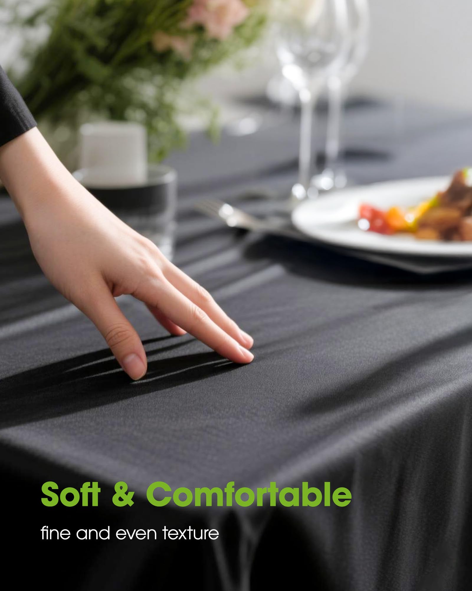 Pureegg Rectangle Table Cloth 60" x 84" – Durable Polyester Tablecloth Offers Reusable & Washable Protection, Ideal for Outdoor Party, Picnic, Wedding, Banquet and Birthday, 1 Pack, Black