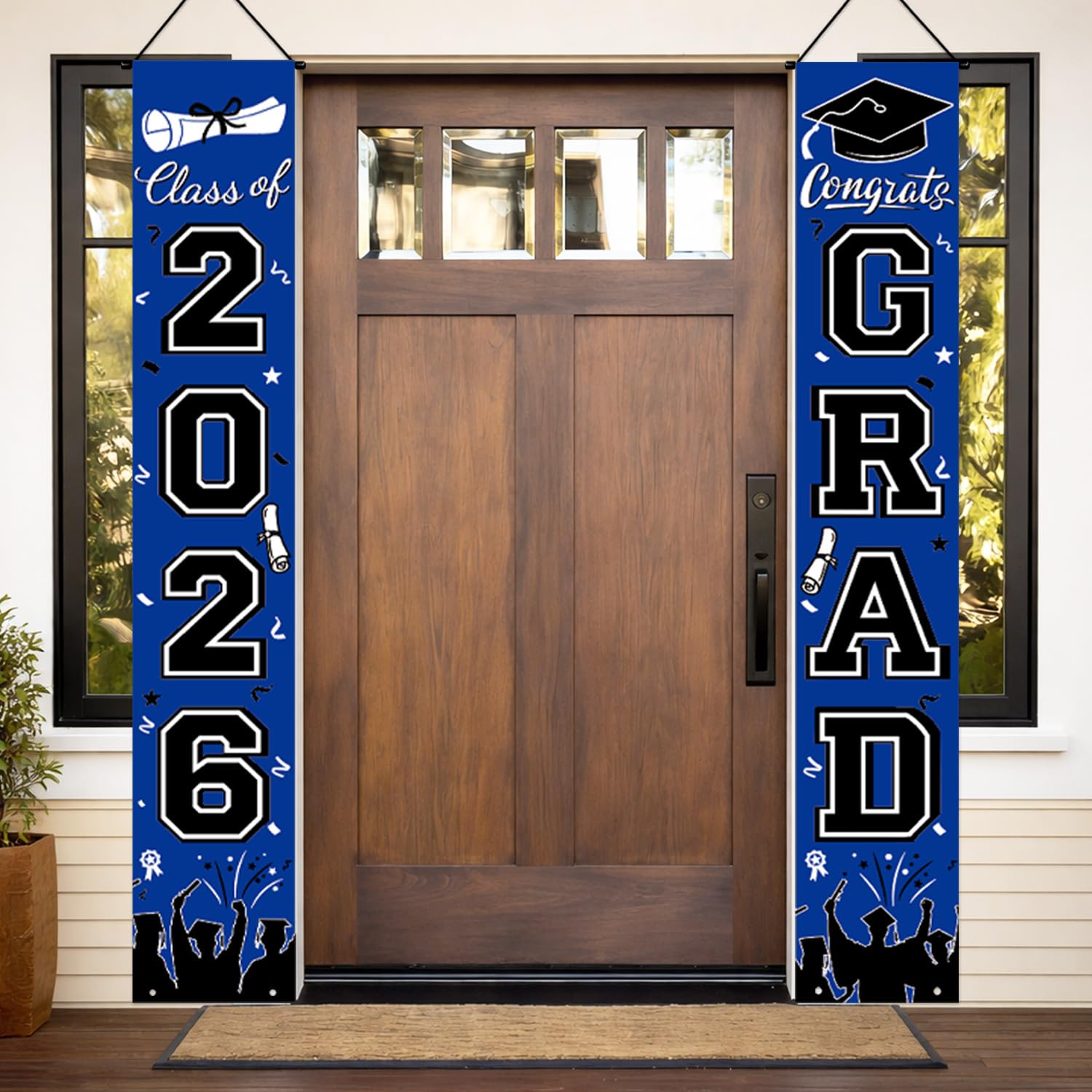 Graduation Decorations 2026 Porch Banner, Black and Gold Graduation Banner Class of 2026, Congrats Grad Decorations for Door and Porch Party Supplies