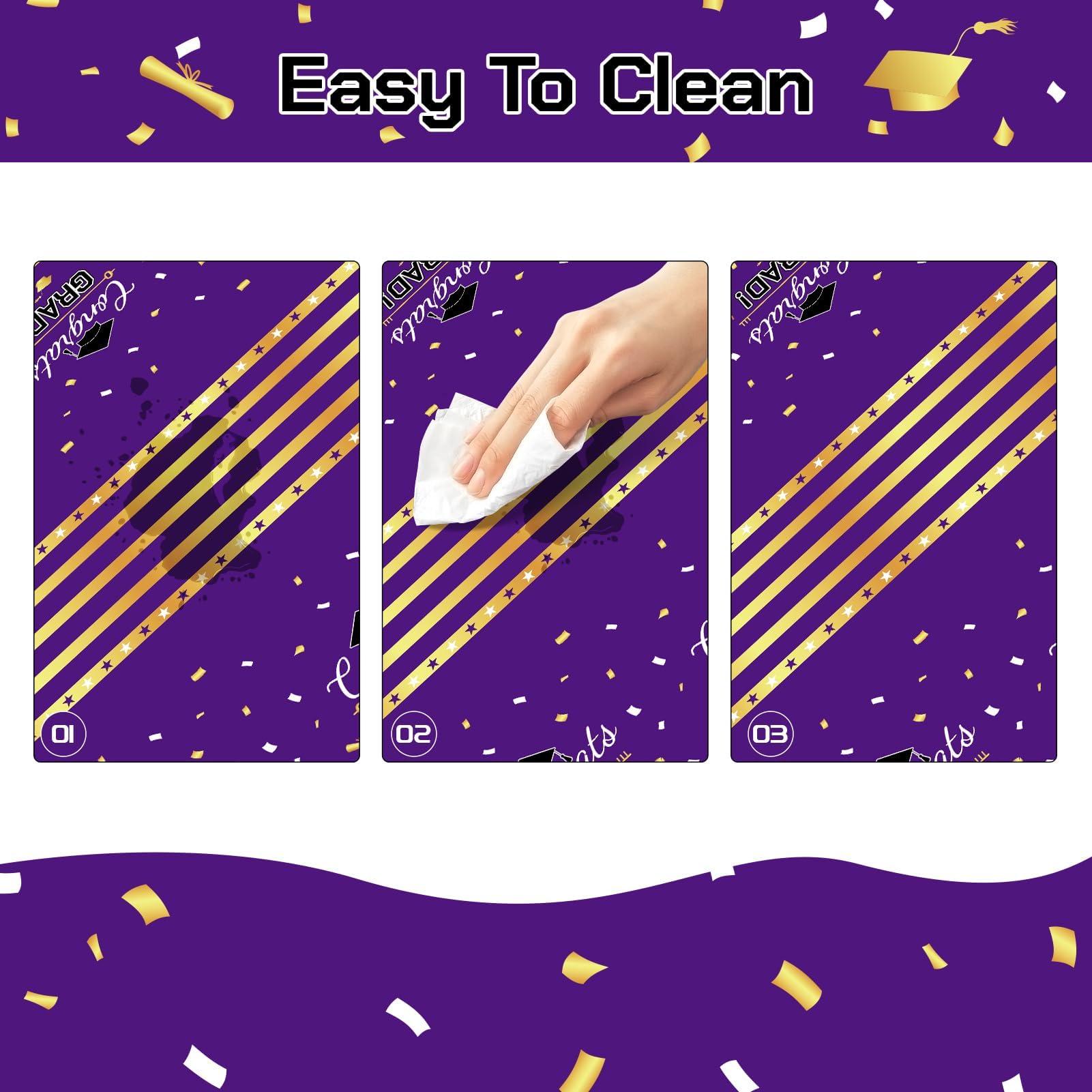 Childom 3 Pack Graduation Tablecloth,Graduation Decorations Class of 2026 Graduation Party Decorations,54"x108" Black and Gold Plastic Table Cloth Disposable for Home,School,Birthday,Wedding,Parties