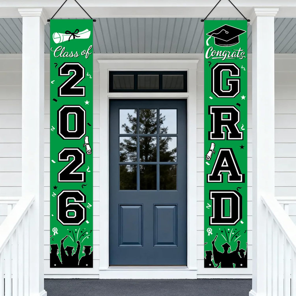 Graduation Decorations 2026 Porch Banner, Black and Gold Graduation Banner Class of 2026, Congrats Grad Decorations for Door and Porch Party Supplies