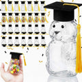 15 Set Graduation Cap Bear Jars Graduation Candy Boxes Containers Plastic Clear Bear Jars with Black Grad Cap and Tassel Grad Gifts Bulk for Party Favors Decorations (60 ml,Black Eyes)