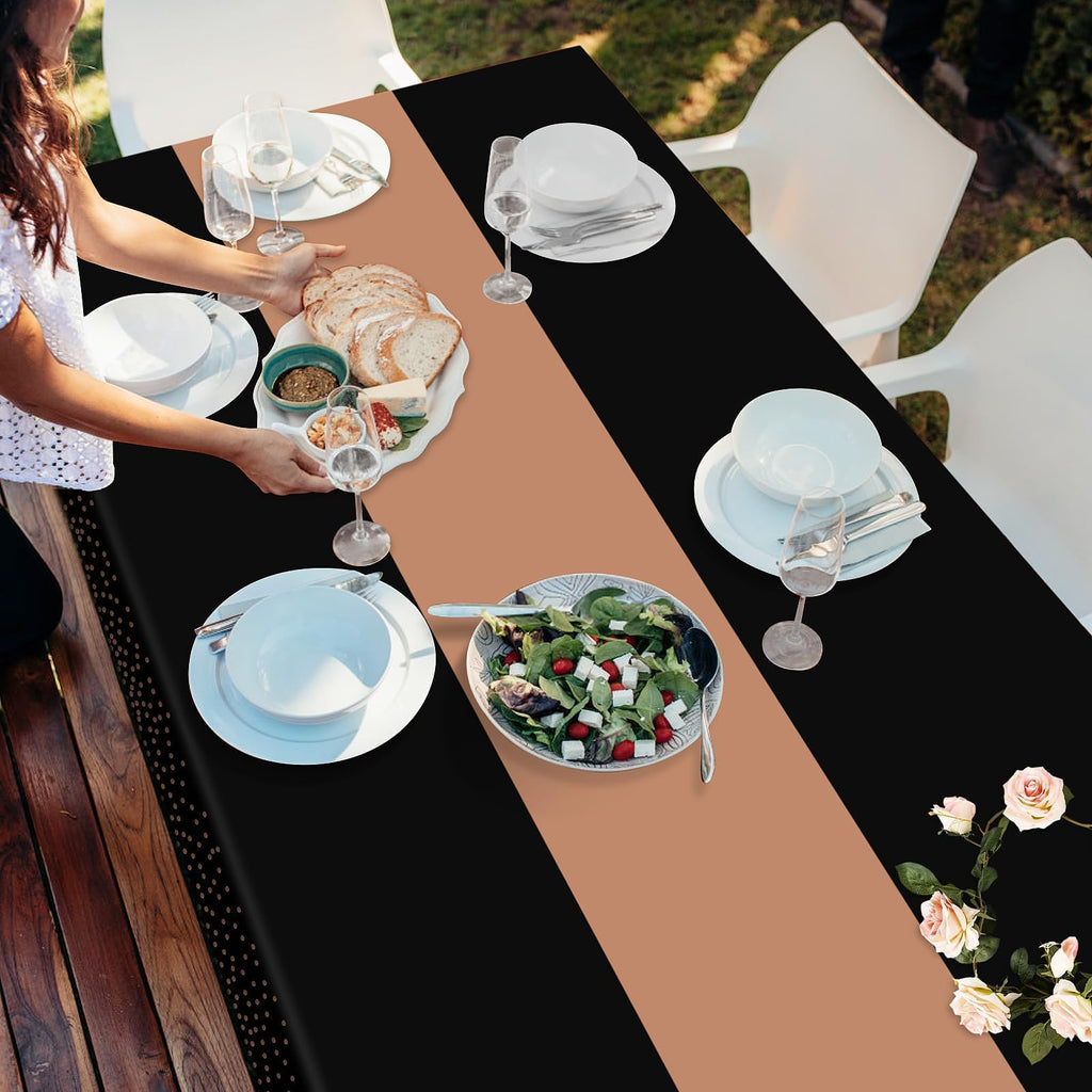 Childom 3 Pack Graduation Tablecloth,Graduation Decorations Class of 2026 Graduation Party Decorations,54"x108" Black and Gold Plastic Table Cloth Disposable for Home,School,Birthday,Wedding,Parties