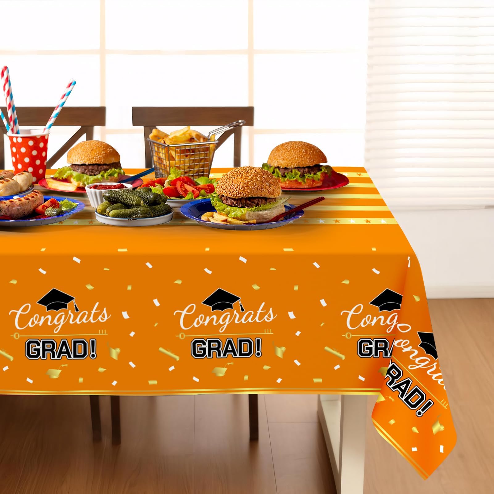 Childom 3 Pack Graduation Tablecloth,Graduation Decorations Class of 2026 Graduation Party Decorations,54"x108" Black and Gold Plastic Table Cloth Disposable for Home,School,Birthday,Wedding,Parties