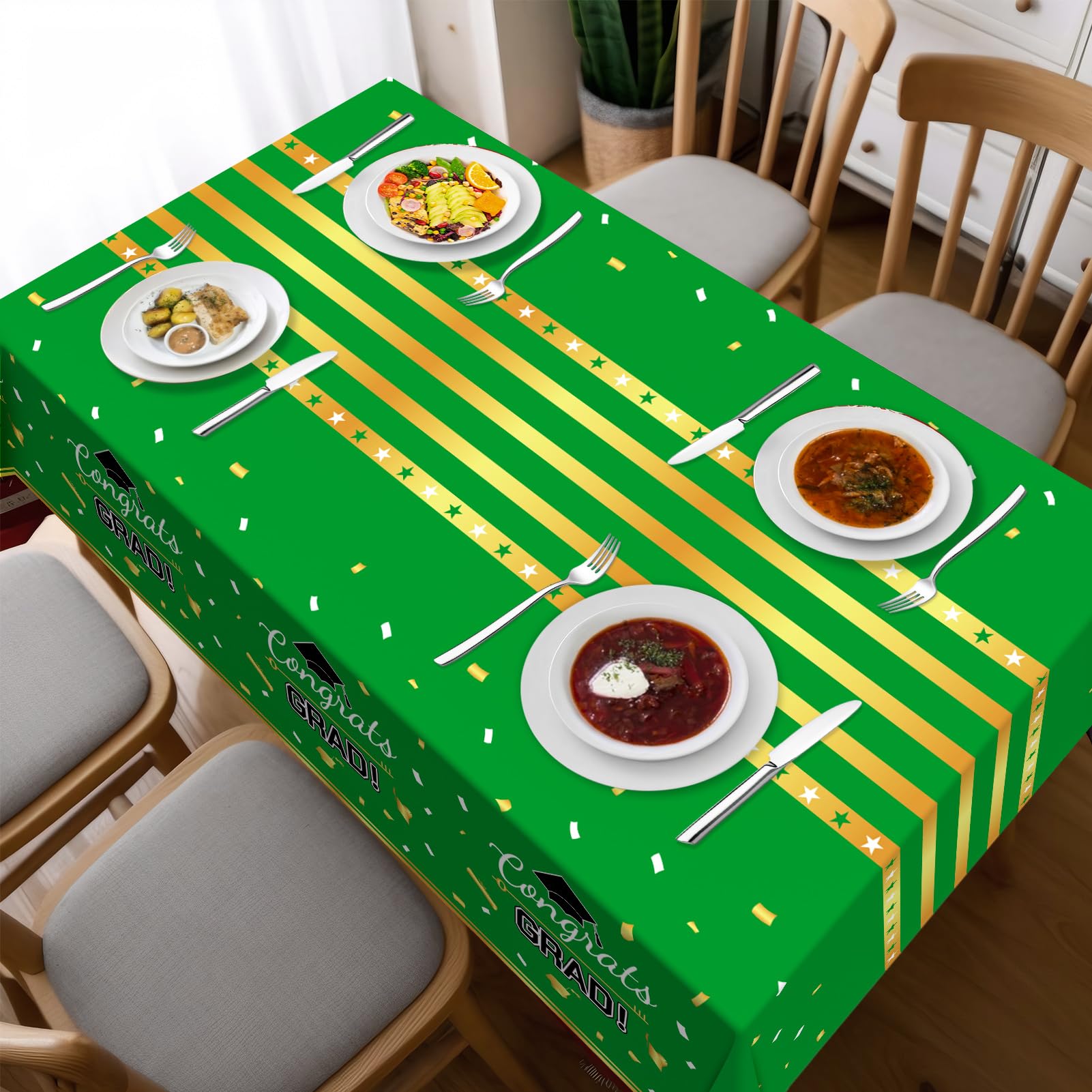 Childom 3 Pack Graduation Tablecloth,Graduation Decorations Class of 2026 Graduation Party Decorations,54"x108" Black and Gold Plastic Table Cloth Disposable for Home,School,Birthday,Wedding,Parties
