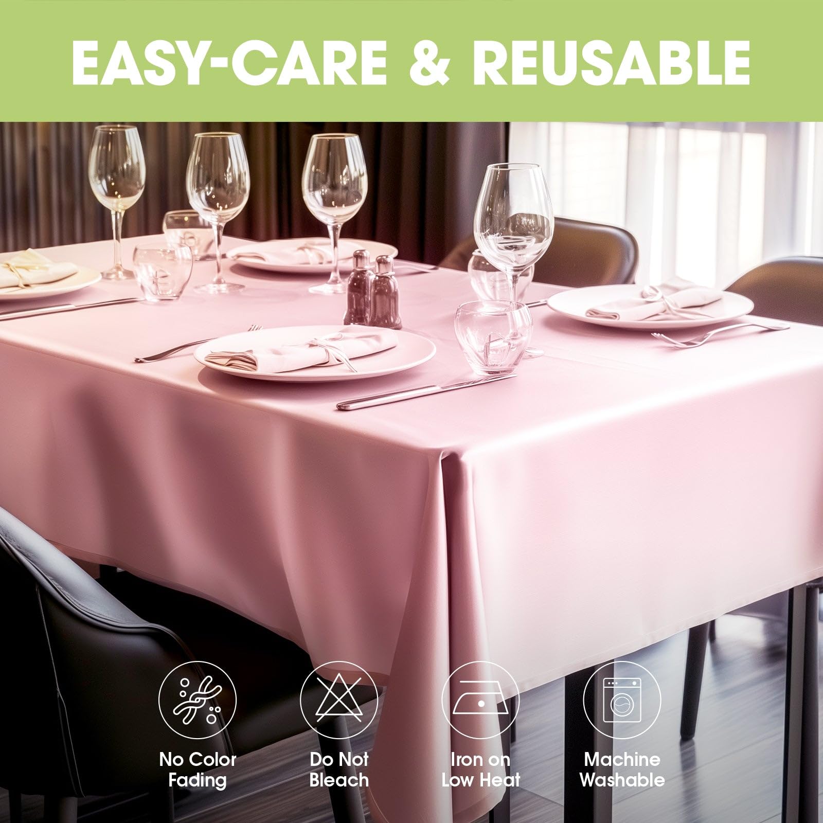 Pureegg Rectangle Table Cloth 60" x 84" – Durable Polyester Tablecloth Offers Reusable & Washable Protection, Ideal for Outdoor Party, Picnic, Wedding, Banquet and Birthday, 1 Pack, Black