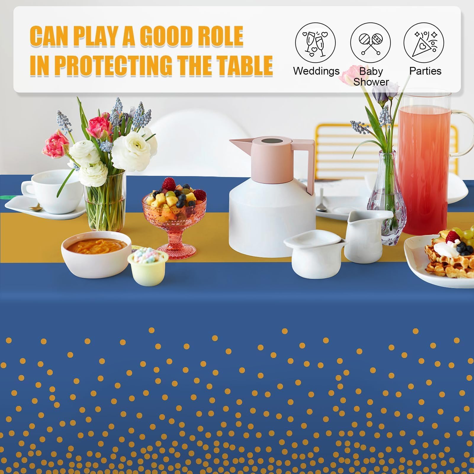 Childom 3 Pack Graduation Tablecloth,Graduation Decorations Class of 2026 Graduation Party Decorations,54"x108" Black and Gold Plastic Table Cloth Disposable for Home,School,Birthday,Wedding,Parties