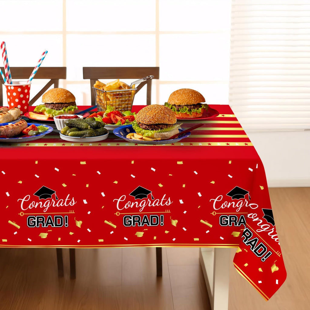 Childom 3 Pack Graduation Tablecloth,Graduation Decorations Class of 2026 Graduation Party Decorations,54"x108" Black and Gold Plastic Table Cloth Disposable for Home,School,Birthday,Wedding,Parties