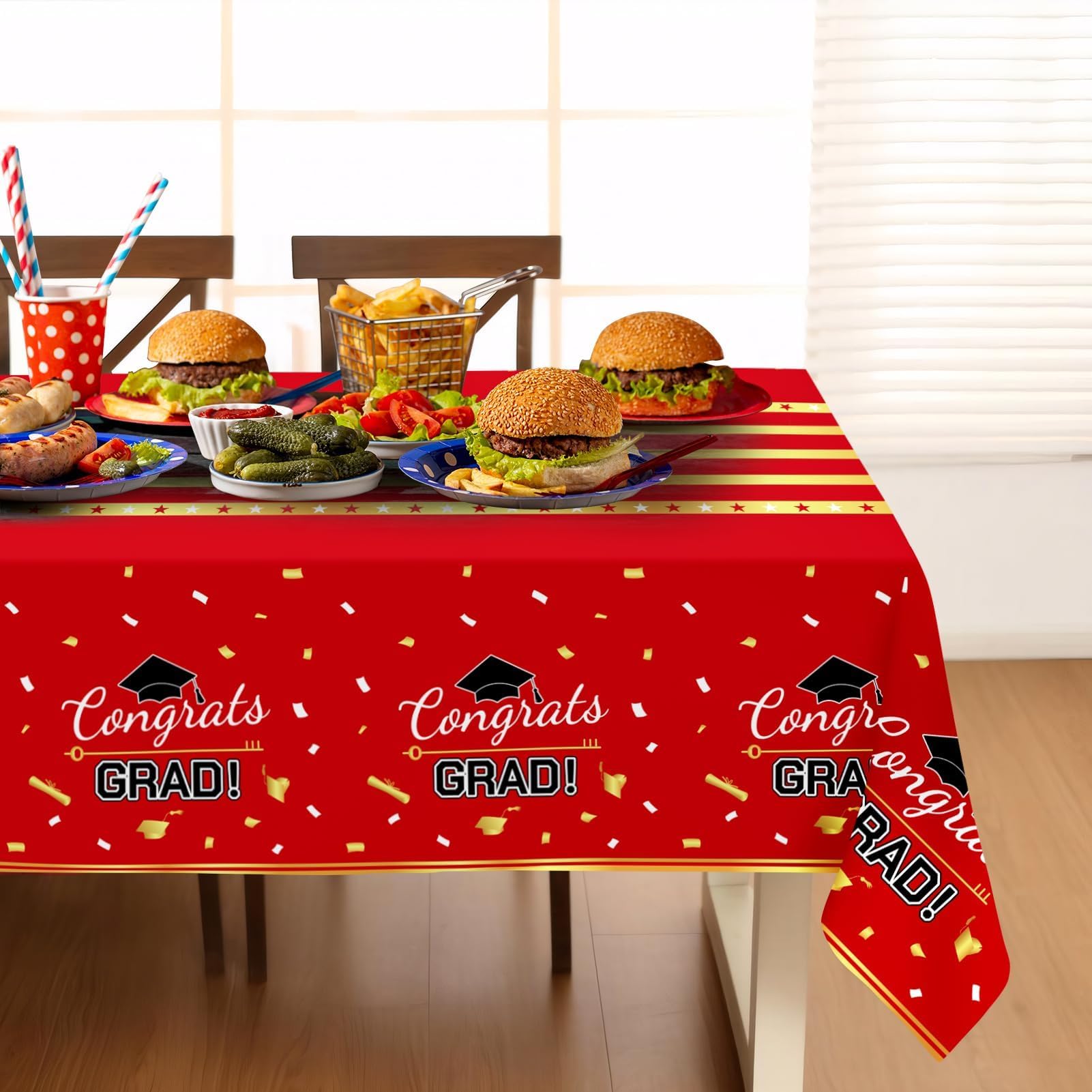Childom 3 Pack Graduation Tablecloth,Graduation Decorations Class of 2026 Graduation Party Decorations,54"x108" Black and Gold Plastic Table Cloth Disposable for Home,School,Birthday,Wedding,Parties