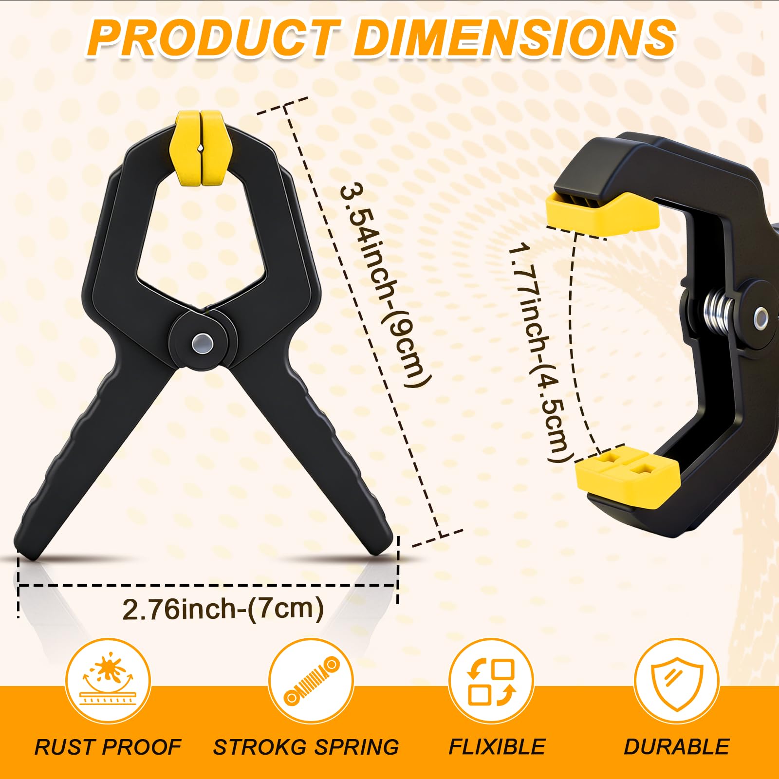 10 Pack Spring Clamps, Heavy Duty Plastic Woodworking Clamps & Multi-Use Hanging Clips for Balloon Arch Clips, Tarp Clips & Backdrop Holder, Durable Hand Tool Kit