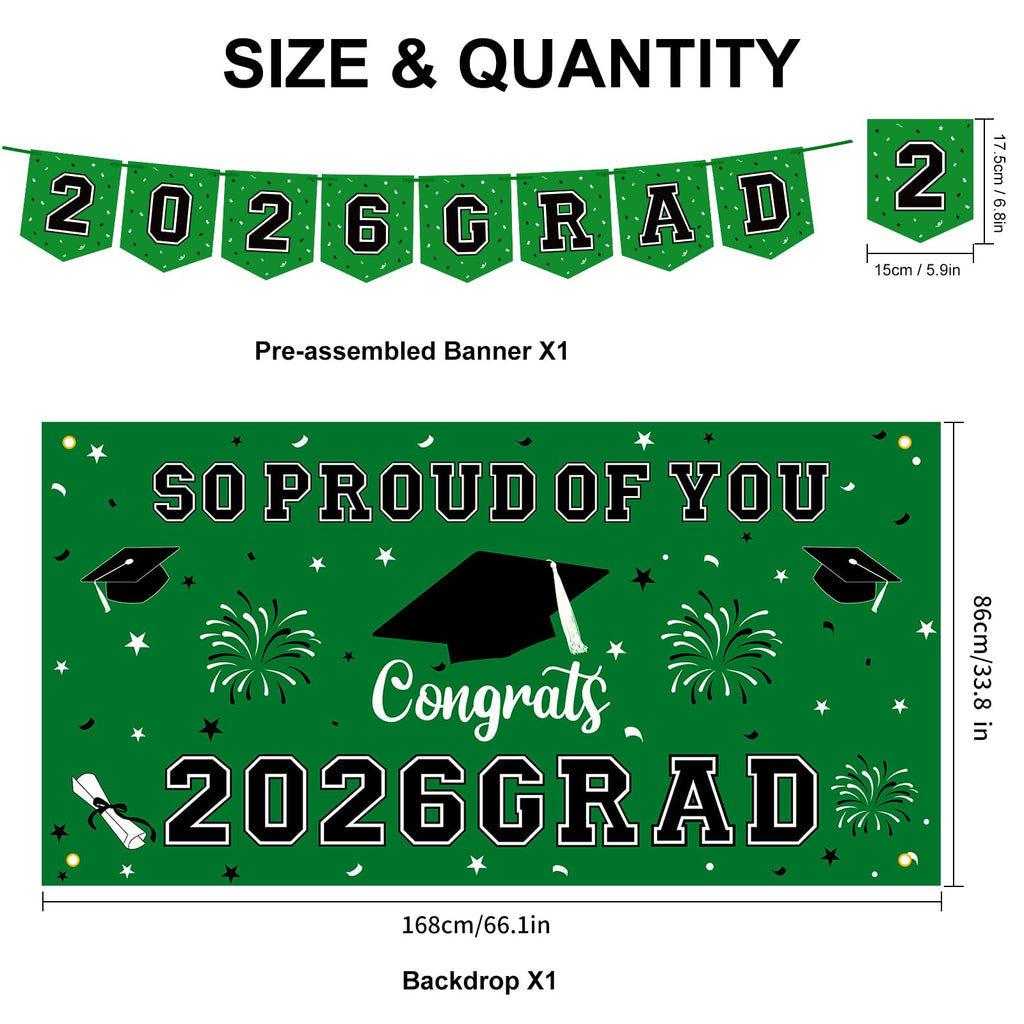 59Pcs Graduation Decorations 2026 Backdrop Balloons Banner Centerpiece Hanging Swirls Grad Class of 2026 Decorations for kindergarten K-12th College Any Grade Black Gold Themed