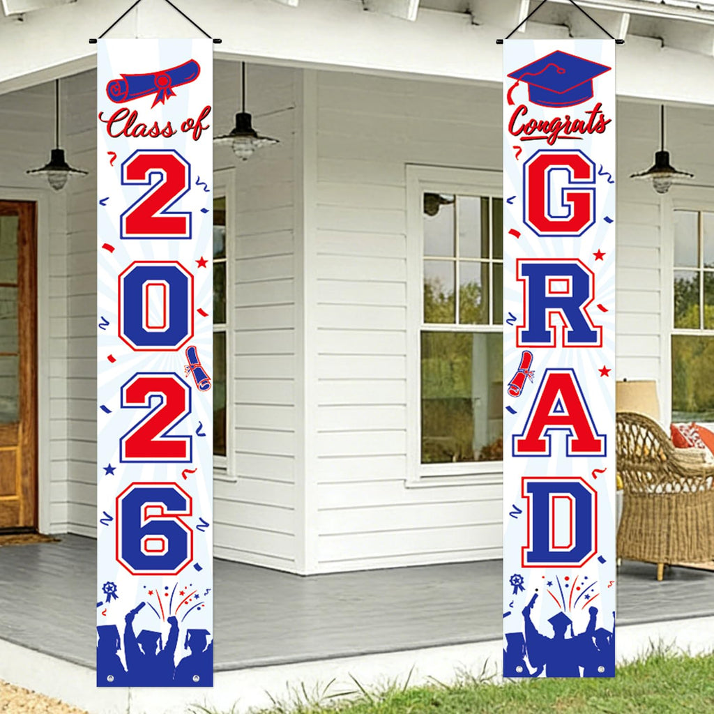 Graduation Decorations 2026 Porch Banner, Black and Gold Graduation Banner Class of 2026, Congrats Grad Decorations for Door and Porch Party Supplies