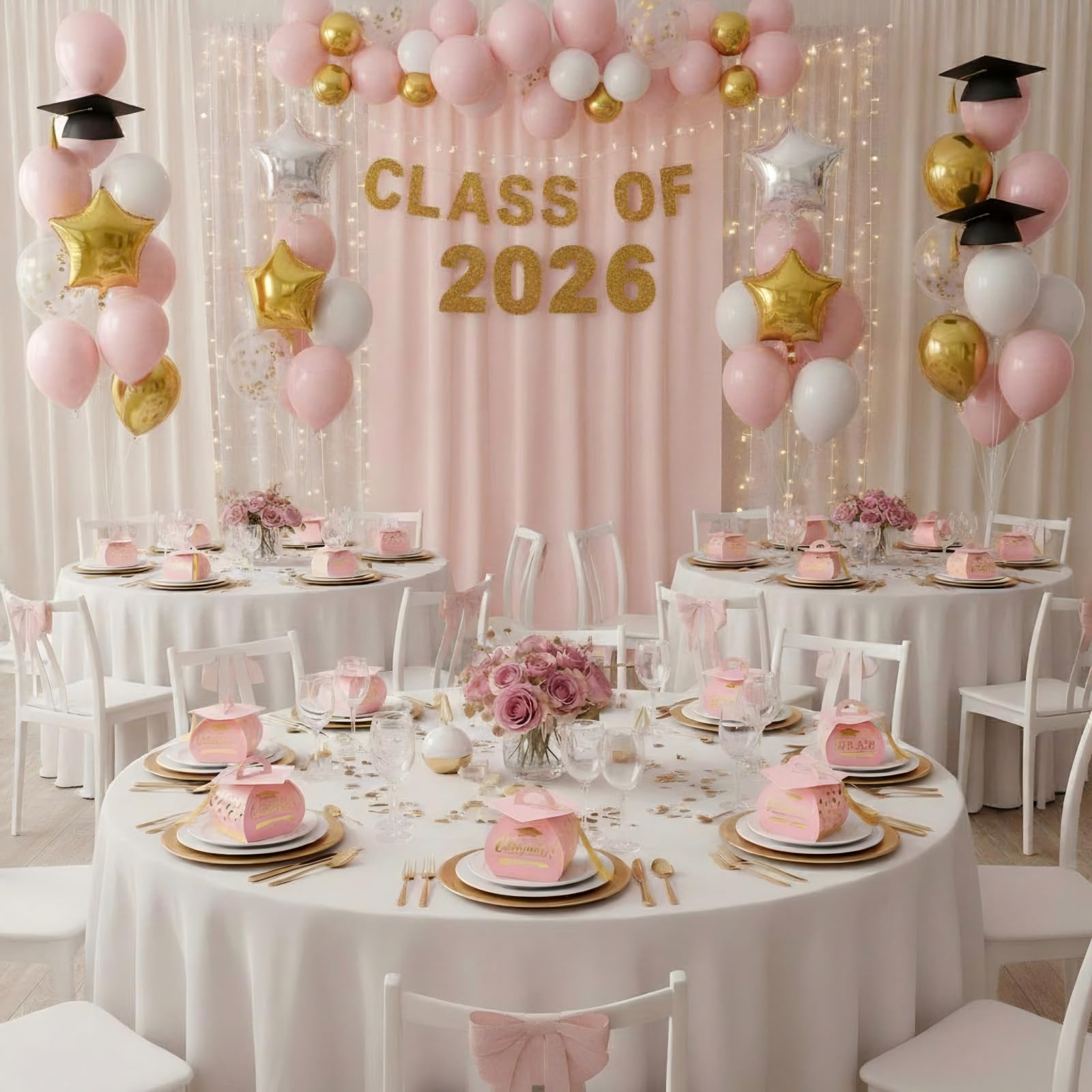 Spakon 30 Pcs Graduation Cap Gift Box Graduation Party Favors Candy Boxes Treat Box with Tassel Table Centerpieces Class of 2026 Grad Decorations(Blue, Gold)