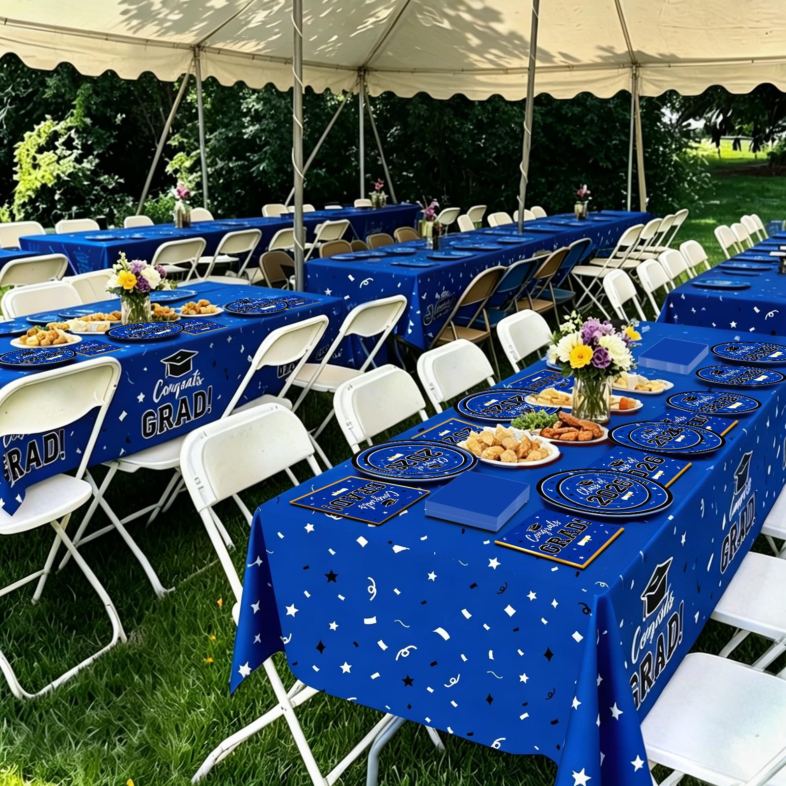 Graduation Decorations 2026 Class of 2026 Congrats Grad Disposable Paper Plates Luncheon Napkins Cocktail Napkins Black Gold Graduation Party Supplies Serve 50