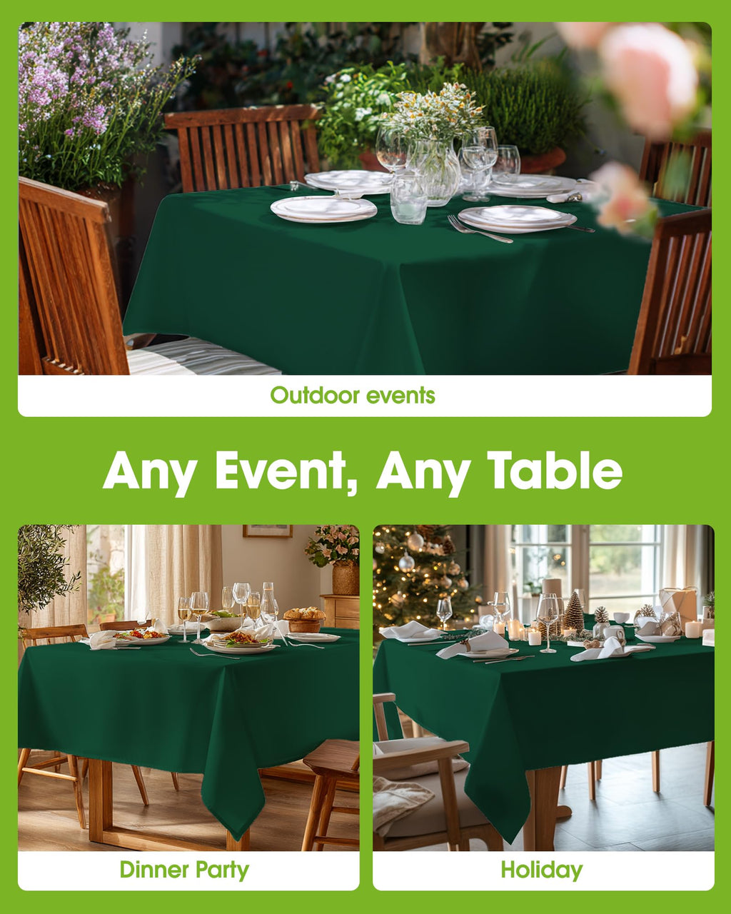 Pureegg Rectangle Table Cloth 60" x 84" – Durable Polyester Tablecloth Offers Reusable & Washable Protection, Ideal for Outdoor Party, Picnic, Wedding, Banquet and Birthday, 1 Pack, Black