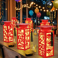 6 Pcs Graduation Table Centerpieces Boxes Class of 2026, Golden Graduation Paper Lanterns Boxes with String Lights Hollow Out for Congrats Grad School College Table Decorations Grad Party Photo Props