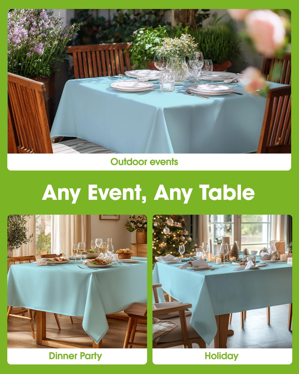 Pureegg Rectangle Table Cloth 60" x 84" – Durable Polyester Tablecloth Offers Reusable & Washable Protection, Ideal for Outdoor Party, Picnic, Wedding, Banquet and Birthday, 1 Pack, Black