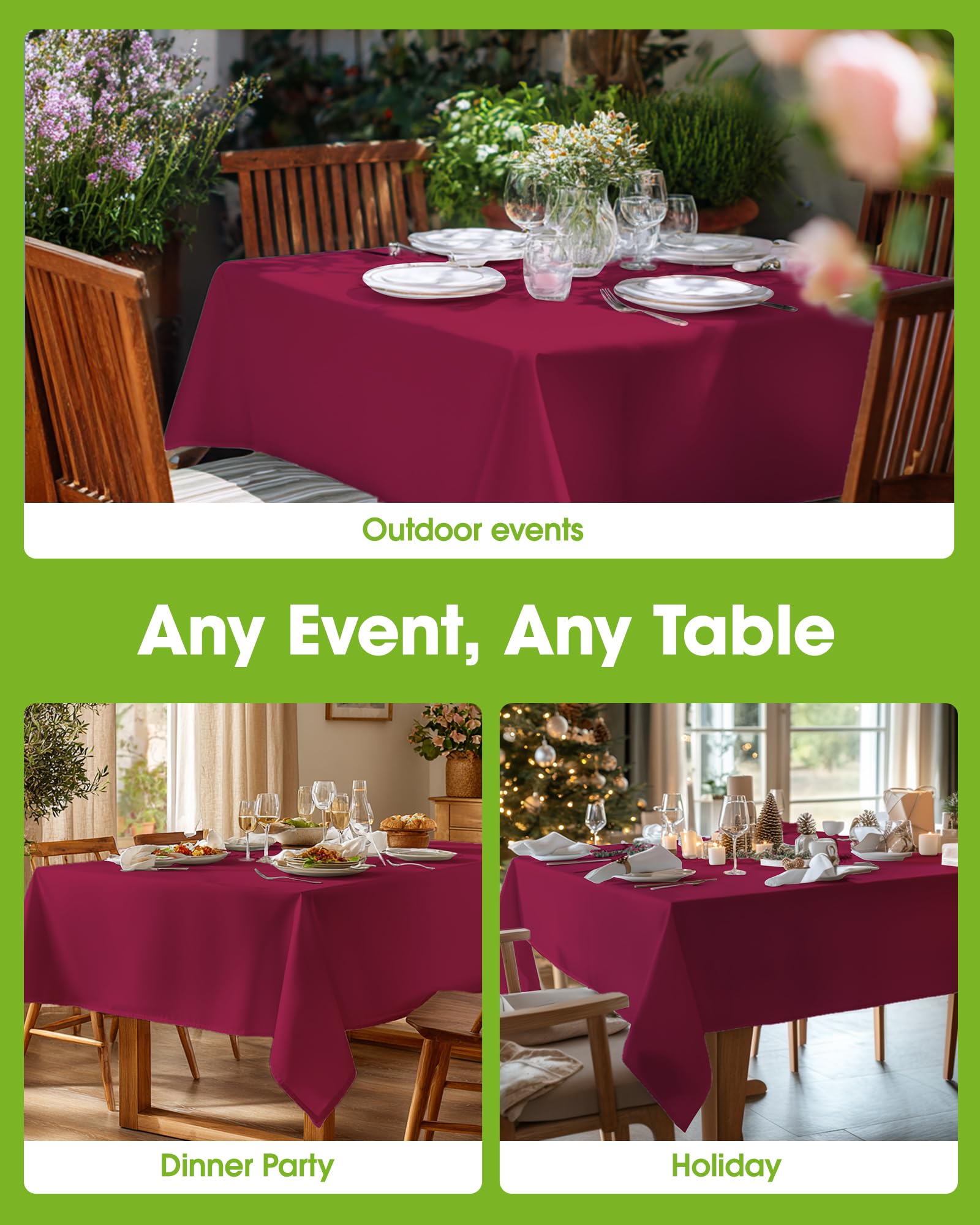 Pureegg Rectangle Table Cloth 60" x 84" – Durable Polyester Tablecloth Offers Reusable & Washable Protection, Ideal for Outdoor Party, Picnic, Wedding, Banquet and Birthday, 1 Pack, Black