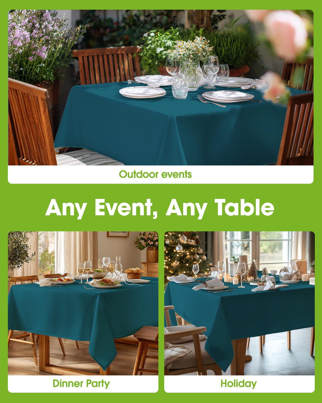 Pureegg Rectangle Table Cloth 60" x 84" – Durable Polyester Tablecloth Offers Reusable & Washable Protection, Ideal for Outdoor Party, Picnic, Wedding, Banquet and Birthday, 1 Pack, Black