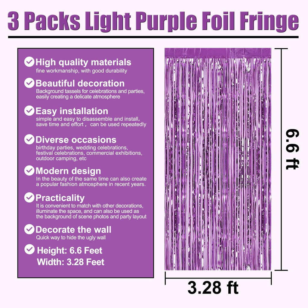 3 Pack Black Gold Silver Foil Fringe Curtain Backdrop, 3.28Ft x6.6Ft Metallic Tinsel Foil Fringe Streamer Curtains for Photo Booth, Halloween, Christmas Day, Wedding, New Year Party Decoration