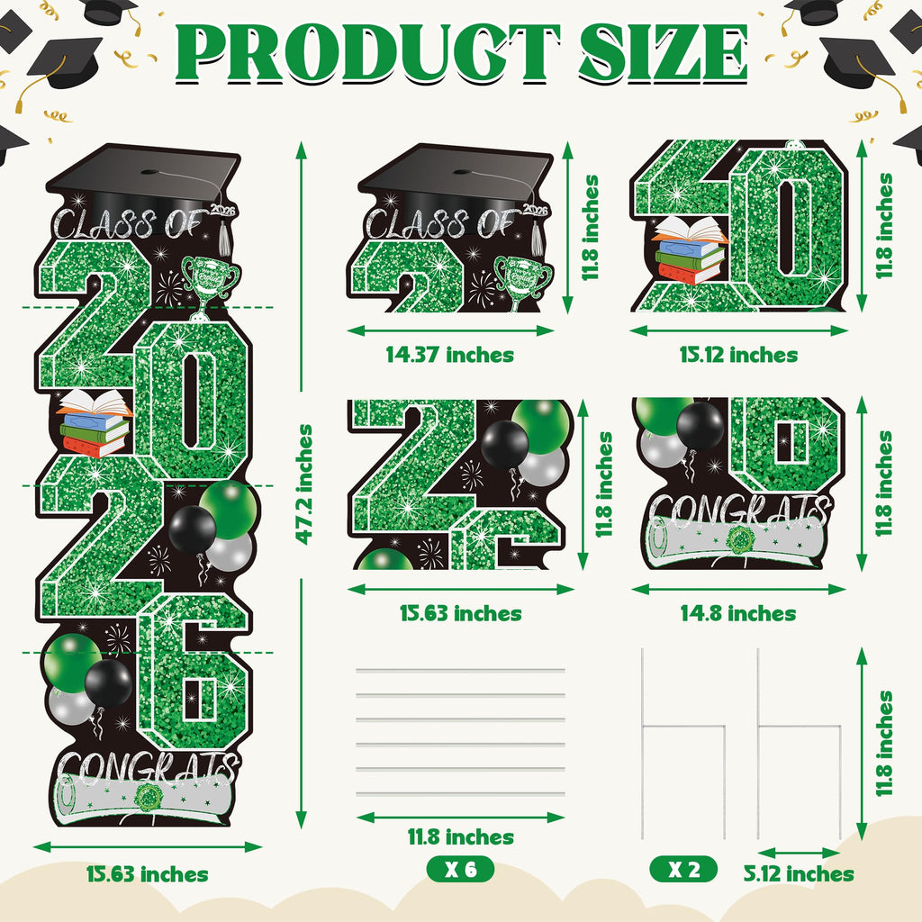 4 Pcs Congrats Grad Sign, Blue Graduation Yard Signs Class of 2026 with Stakes, Yard Sign Graduation 2026 for Indoor Outdoor Grad Party Decorations Backdrop High College School Decor Supplies