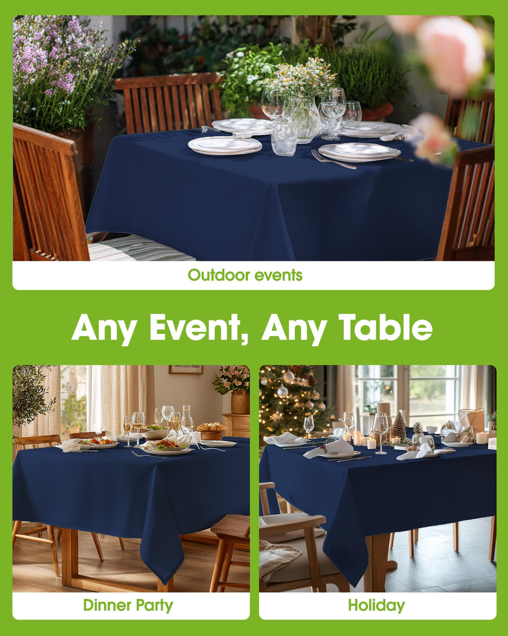 Pureegg Rectangle Table Cloth 60" x 84" – Durable Polyester Tablecloth Offers Reusable & Washable Protection, Ideal for Outdoor Party, Picnic, Wedding, Banquet and Birthday, 1 Pack, Black