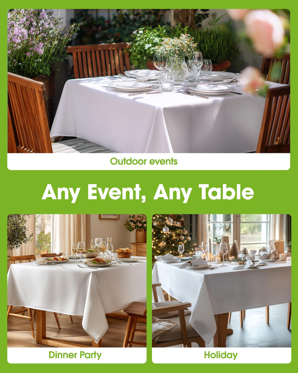 Pureegg Rectangle Table Cloth 60" x 84" – Durable Polyester Tablecloth Offers Reusable & Washable Protection, Ideal for Outdoor Party, Picnic, Wedding, Banquet and Birthday, 1 Pack, Black