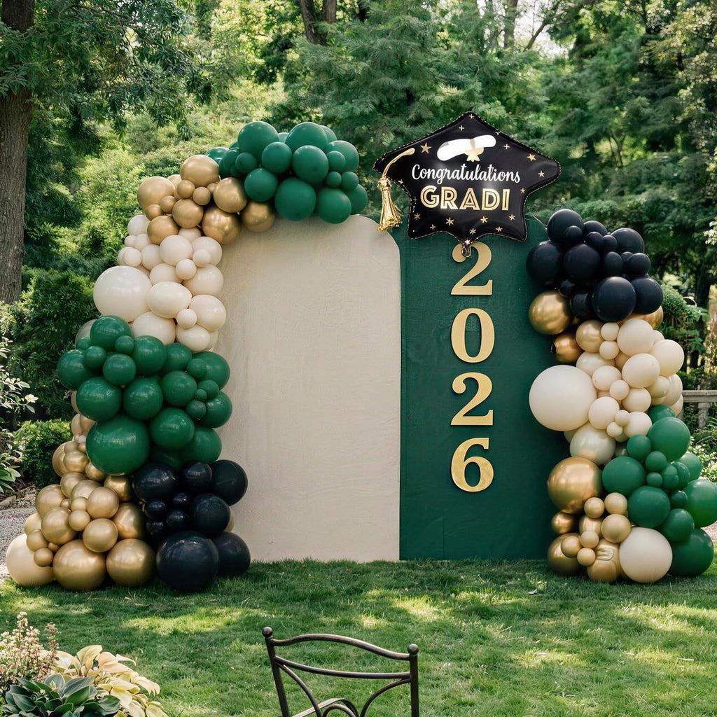 Black and Gold Balloons Graduation Balloon with Grad Foil Balloons Black White Sand Beige Gold Metallic Balloon for Grad Prom High School College Baby Shower Anniversary Birthday Party Decor