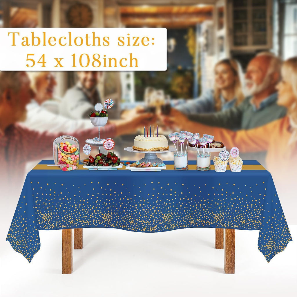 Childom 3 Pack Graduation Tablecloth,Graduation Decorations Class of 2026 Graduation Party Decorations,54"x108" Black and Gold Plastic Table Cloth Disposable for Home,School,Birthday,Wedding,Parties