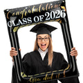 POPGIFTU Class of 2026 Graduation Photo Booth Frame, Inflatable Selfie Frame 31" x 24", Black Gold Congrats Grad Photo Booth Props for Graduation Party Decorations 2026