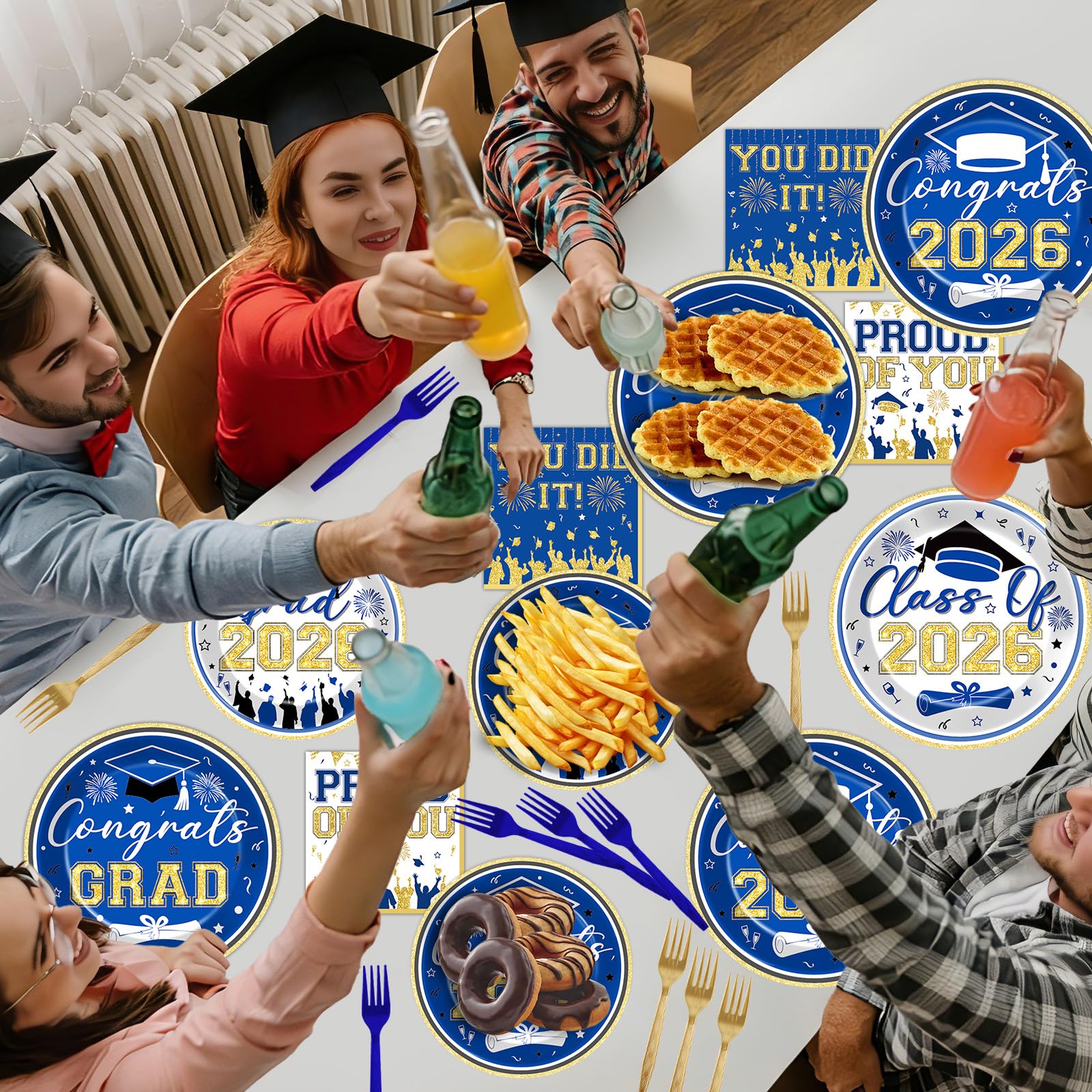 96Pcs Graduation Plates and Napkins 2026 Congrats Grad Party Decorations Grad Party Tableware Supplies Class of 2026 Disposable Dinnerware for Graduate Parties Decor Serve 24, Black and Gold