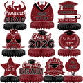 10Pcs Graduation Decorations 2026 Class of 2026 Congrats Grad Table Honeycomb Centerpieces Graduation Party Supplies for kindergarten K-12th College Any Grade Black